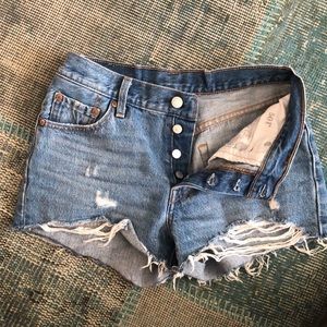 LEVIS 501 shorties W25 VGUC distressed denim blue